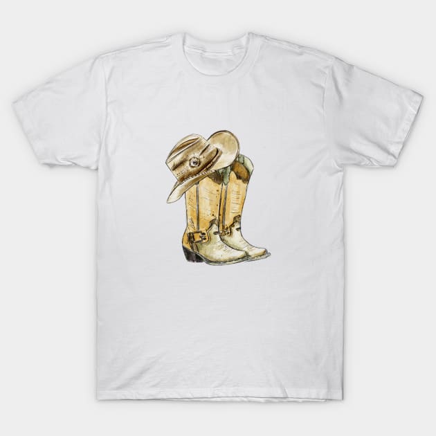 cowboy hat with boots T-Shirt by HJstudioDesigns